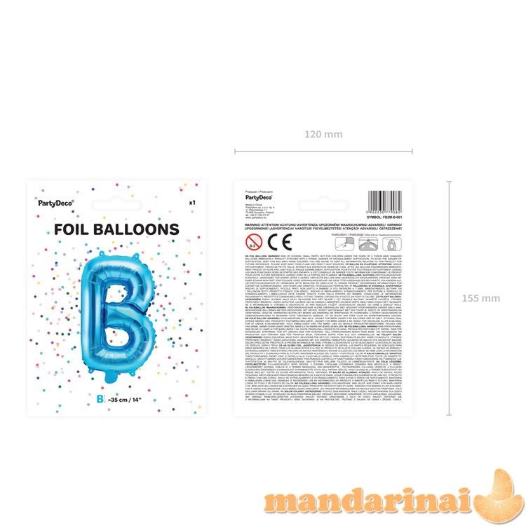 Foil Balloon Letter B , 35cm, blue