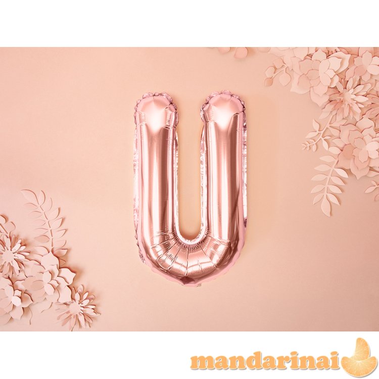 Foil Balloon Letter U , 35cm, rose gold