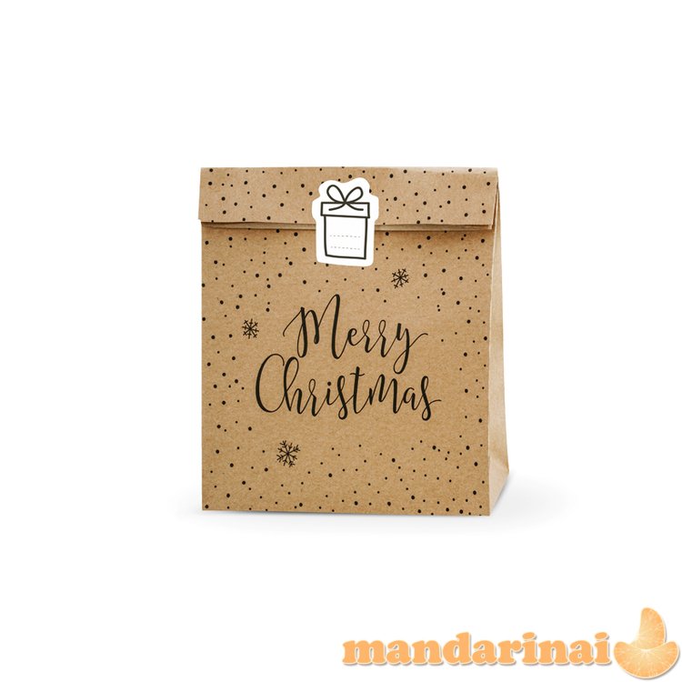 Gift bags Merry Christmas, kraft, 25x11x27cm (1 pkt / 3 pc.)