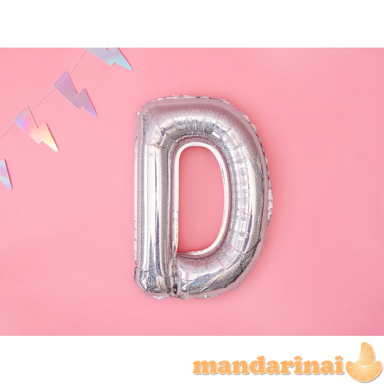 Foil Balloon Letter D , 35cm, holographic