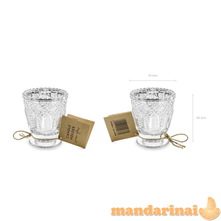 Candle holder, silver, 8cm (1 pkt / 4 pc.)