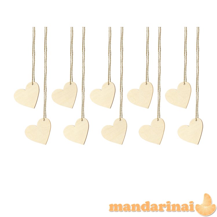 Wooden place cards Hearts, 6x5cm (1 pkt / 10 pc.)