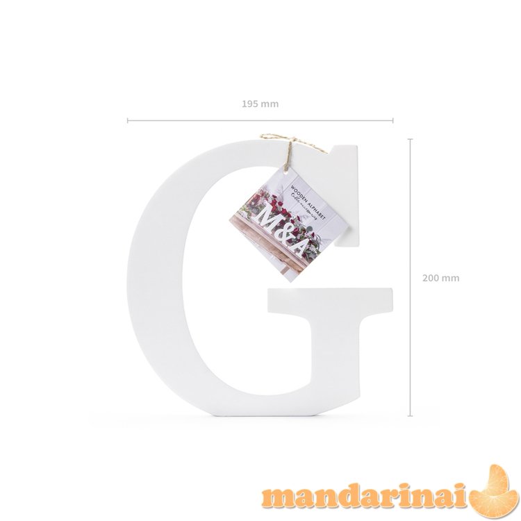 Wooden letter G, white, 19.5x20cm