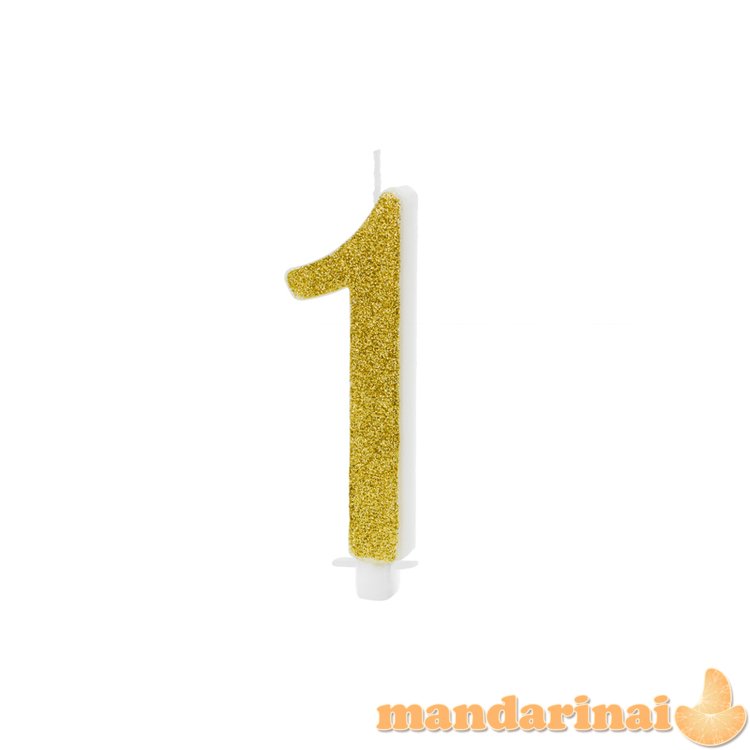 Birthday candle Number 1, gold, 10cm