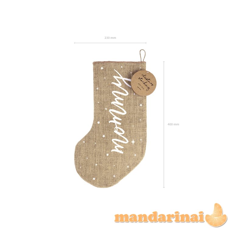 Decorative stocking Mommy, white, 23x39.5cm