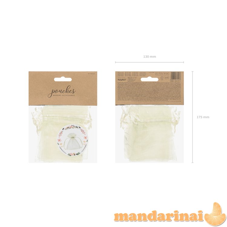 Organza pouches, cream, 10cm (1 pkt / 10 pc.)