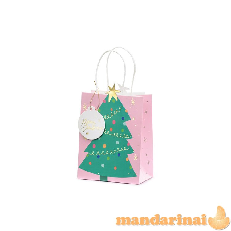 Gift bag Christmas tree , mix, 14x20.5x8cm