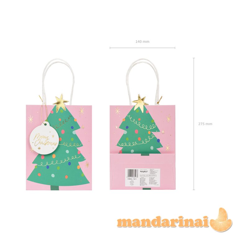 Gift bag Christmas tree , mix, 14x20.5x8cm