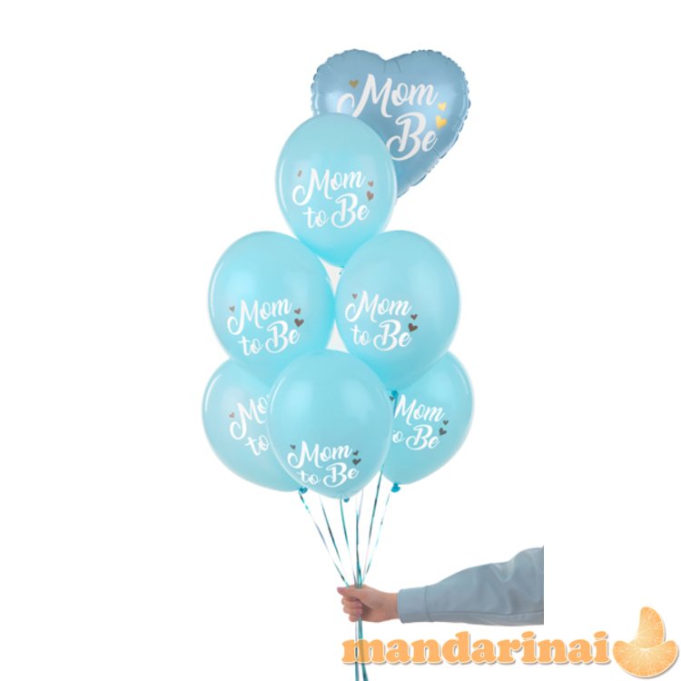 Balloons 30 cm, Mom to Be, Pastel Light Blue (1 pkt / 6 pc.)