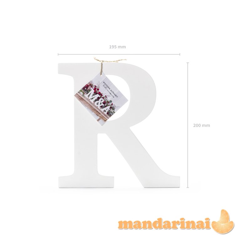 Wooden letter R, white, 19.5x20cm