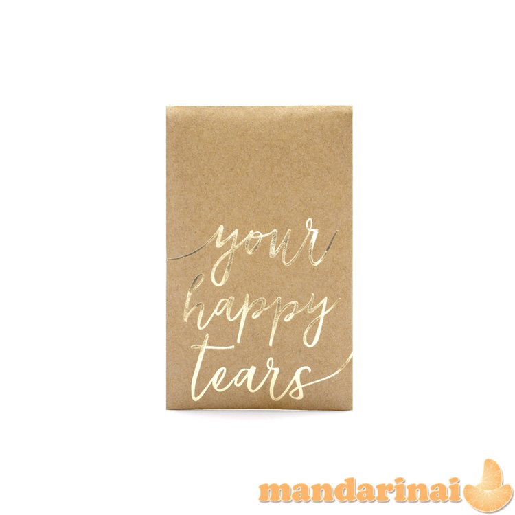 Pocket tissues Your happy tears, gold, 7.5x12cm (1 pkt / 10 pc.)