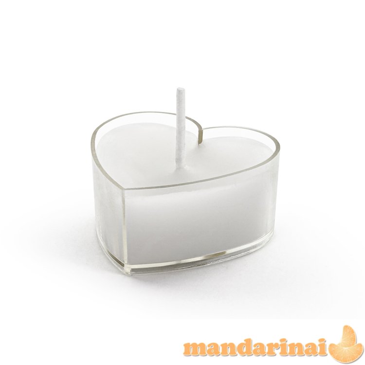 Tealight candles Heart, 4 cm, white (1 pkt / 10 pc.)