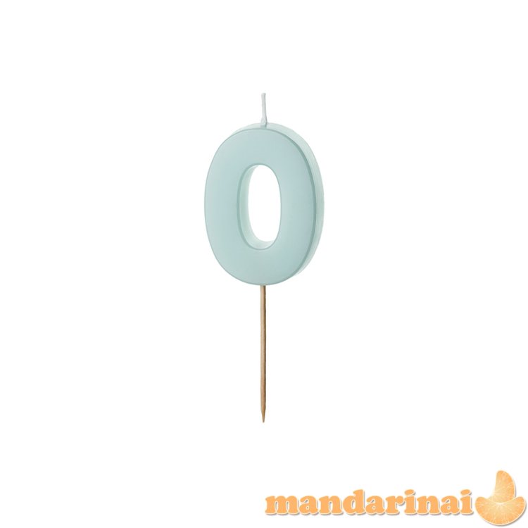 Birthday candle Numeral 0, light blue, size 5.5 cm