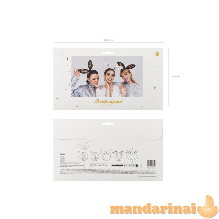 Headband Bride Squad, 15 x 29 cm, mix (1 pkt / 6 pc.)