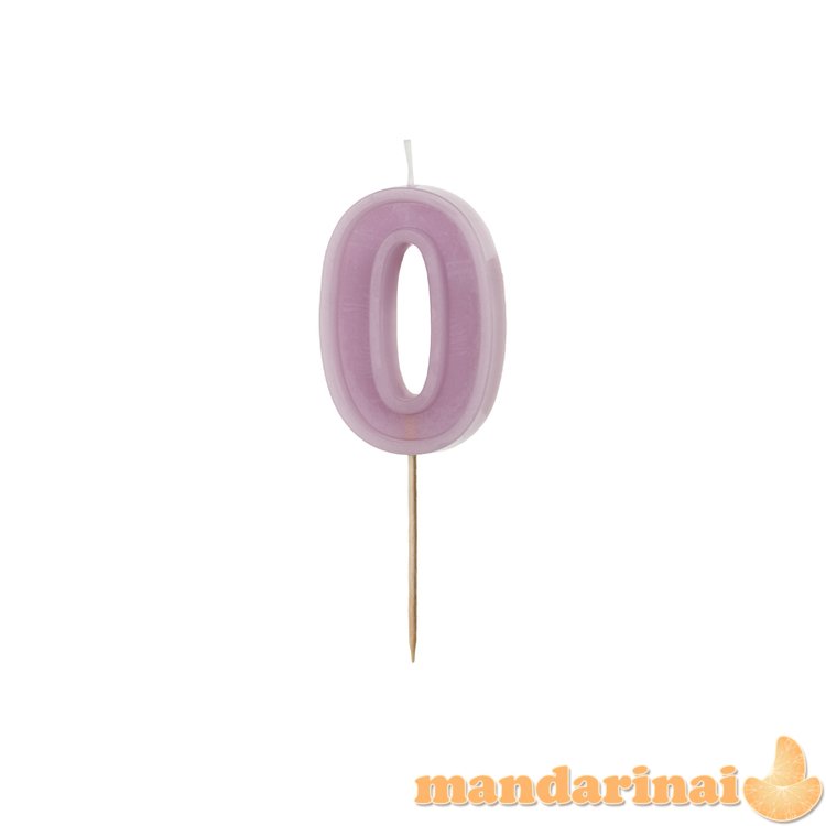 Birthday candle Number 0, violet, 6 cm