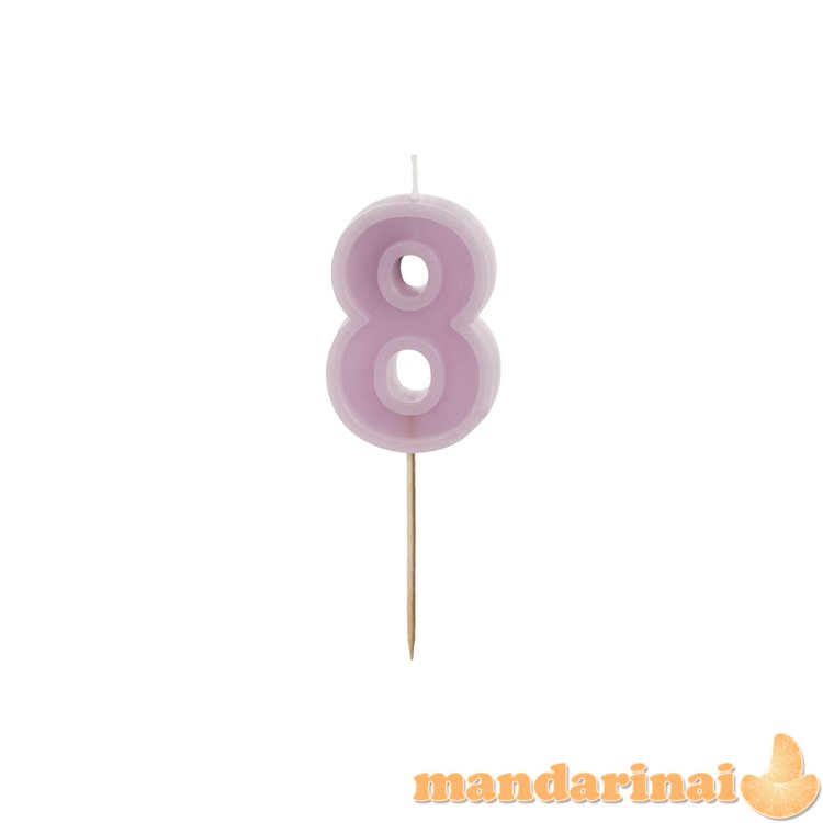 Birthday candle Number 8, violet, 6 cm