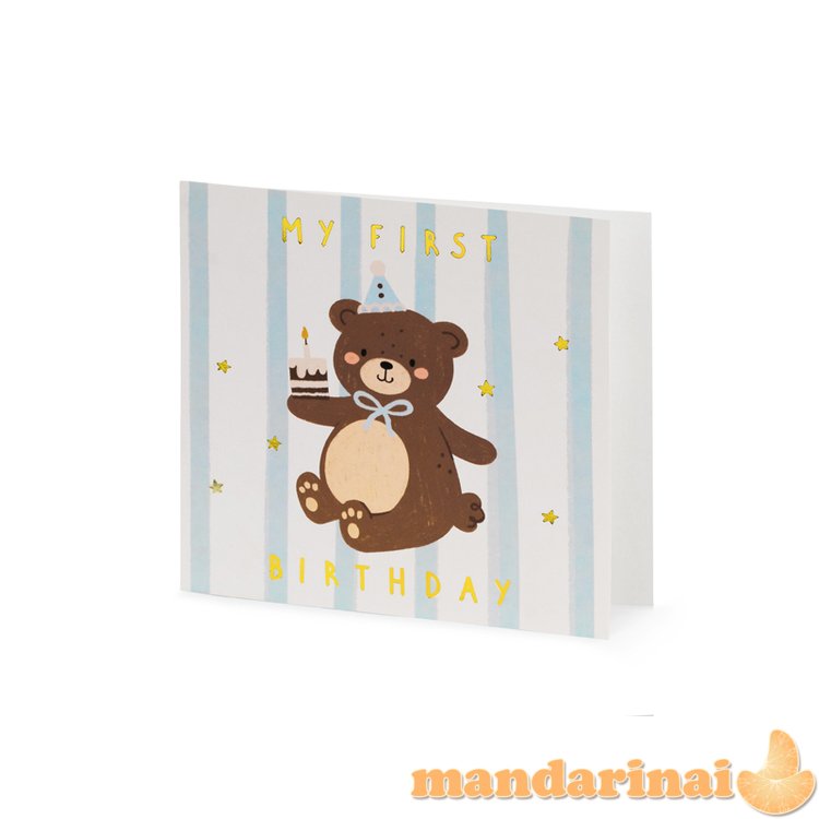 Birthday Card Bear, mix, 14x14 cm