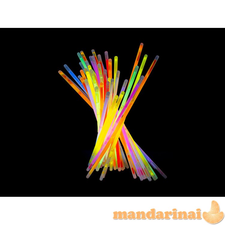 Fluorescent glow sticks, mix of colours, 20 cm, including connectors (1 pkt / 100 pc.)