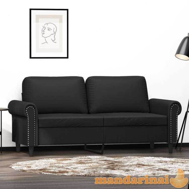 Dvivietė sofa, juodos spalvos, 140cm, dirbtinė oda