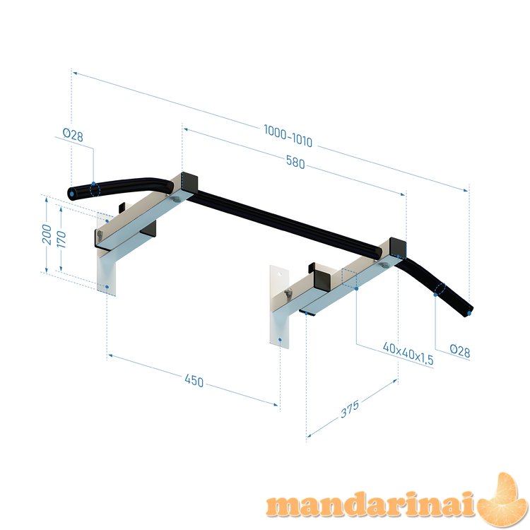 Prie sienos montuojamas sulankstomas skersinis SANRO PK-3, iki 150kg