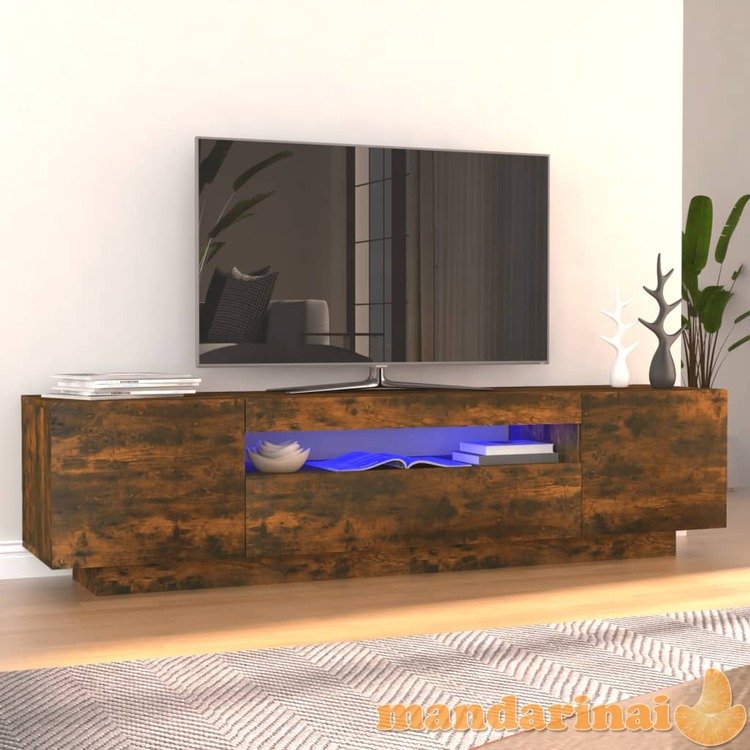 Tv spintelė su led apšvietimu, dūminio ąžuolo, 160x35x40cm