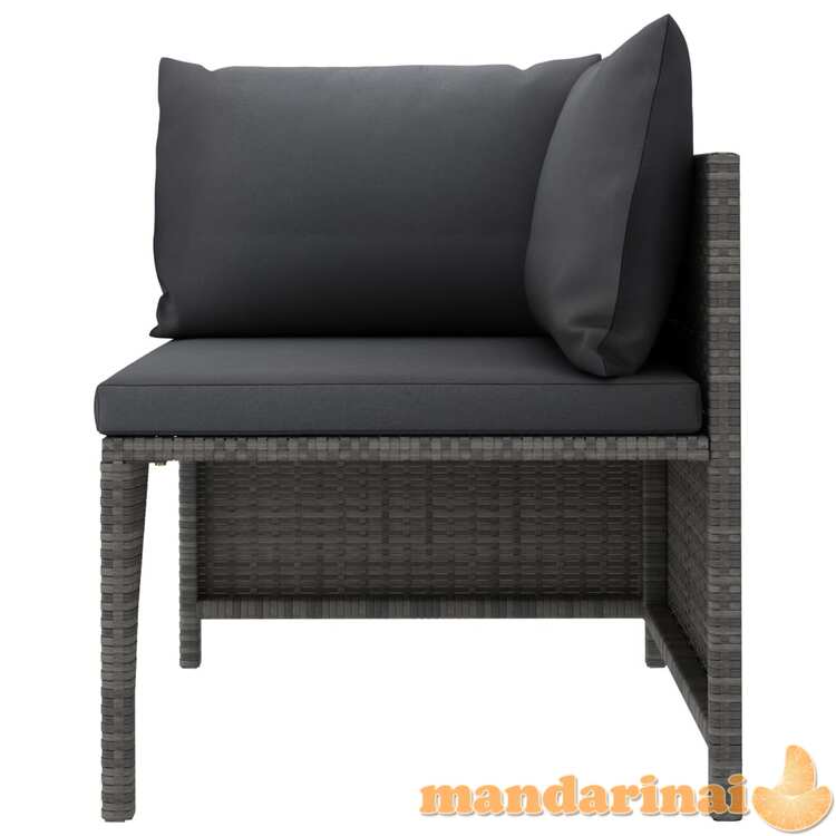 Modulinė kampinė sofa su pagalvėlėmis, pilka, poliratanas