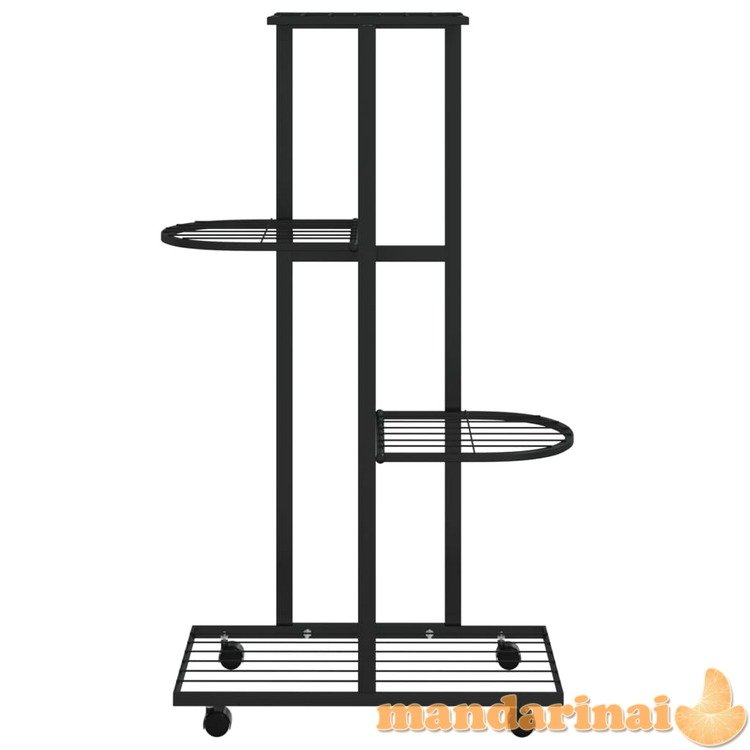 Stovas gėlėms su ratukais, juodas, 44x23x80cm, geležis