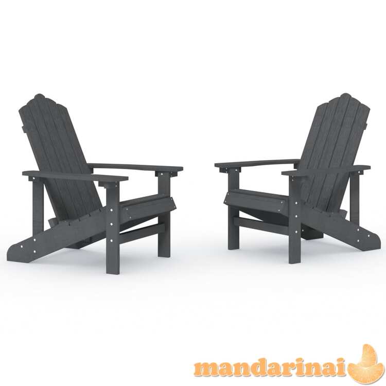 Sodo adirondack kėdės, 2vnt., antracito spalvos, hdpe