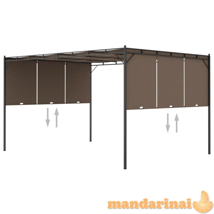 Sodo pavėsinė su šonine užuolaida, taupe spalvos, 4x3x2,25m