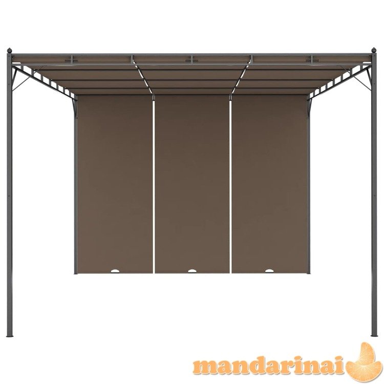 Sodo pavėsinė su šonine užuolaida, taupe spalvos, 4x3x2,25m