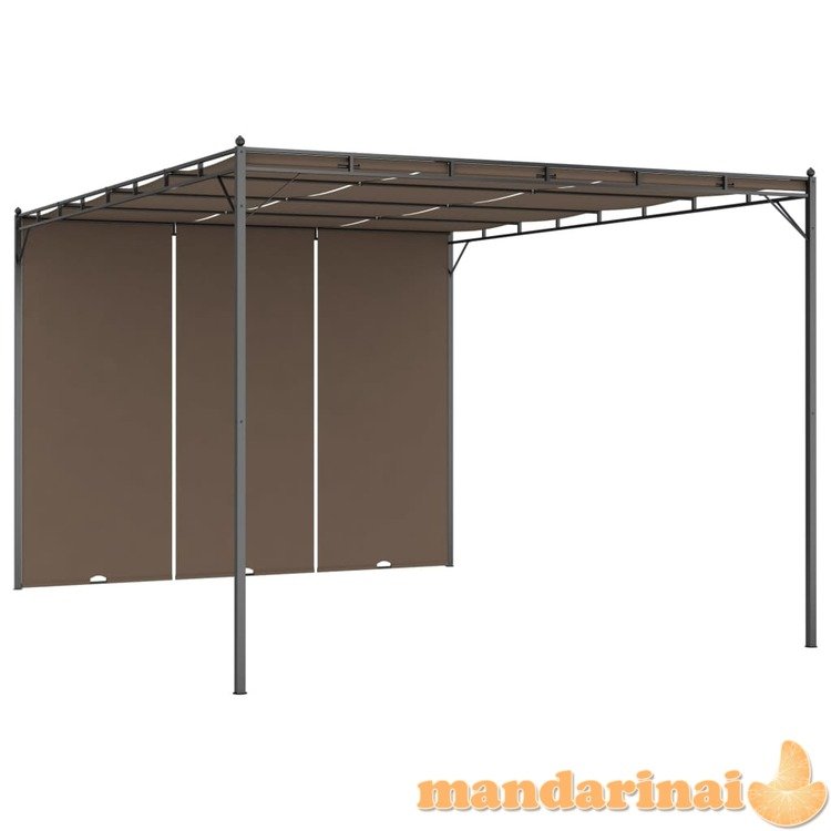 Sodo pavėsinė su šonine užuolaida, taupe spalvos, 4x3x2,25m