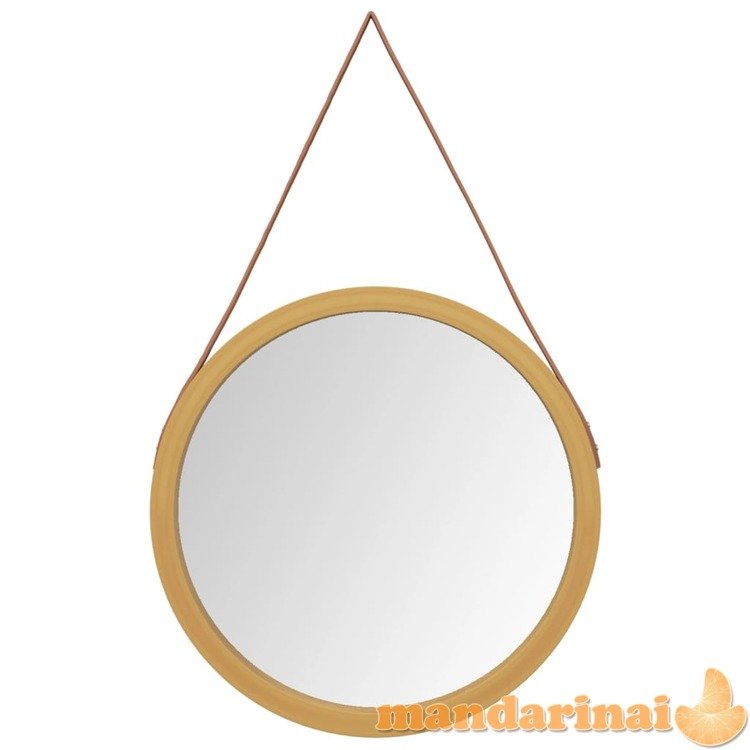 Sieninis veidrodis su dirželiu, auksinis, 55cm skersmens
