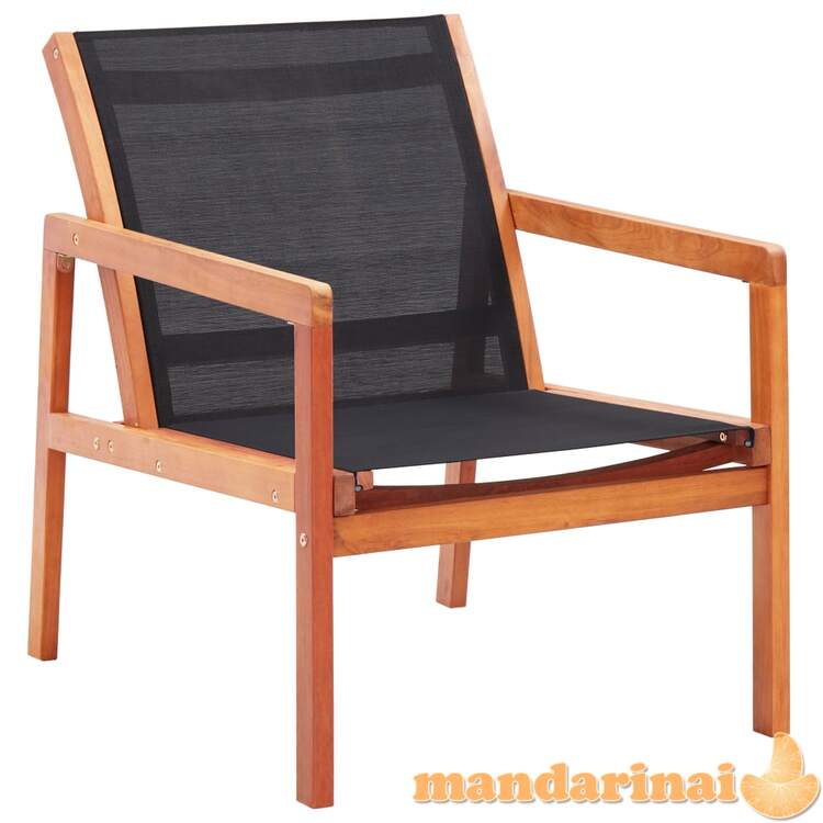 Sodo poilsio kėdė, juoda, eukalipto masyvas ir tekstilenas