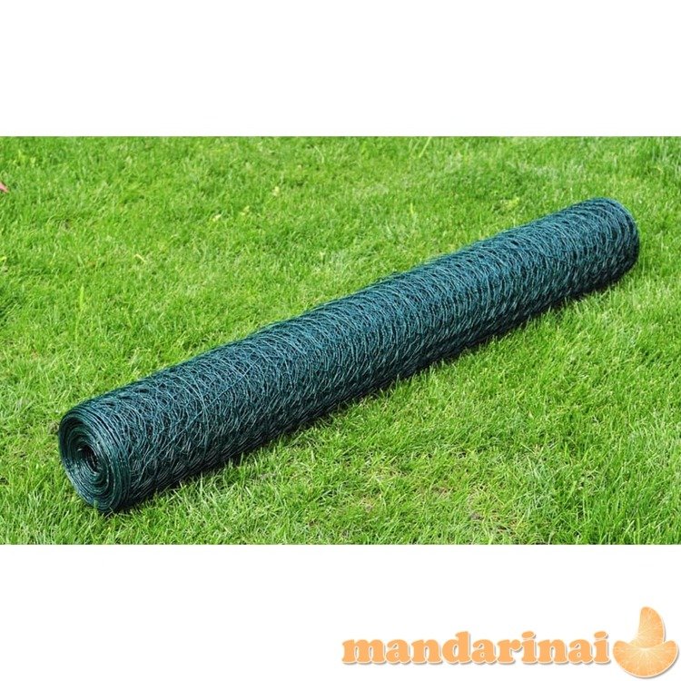 Vielinis tinklas, žalias, 25x0,5m, cinkuotas ir dengtas pvc