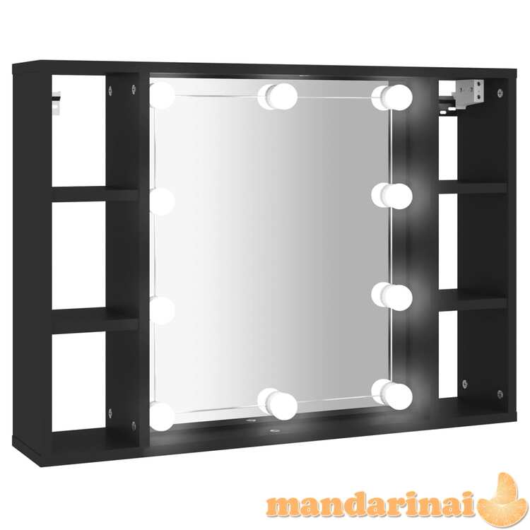 Veidrodinė spintelė su led apšvietimu, juoda, 76x15x55cm