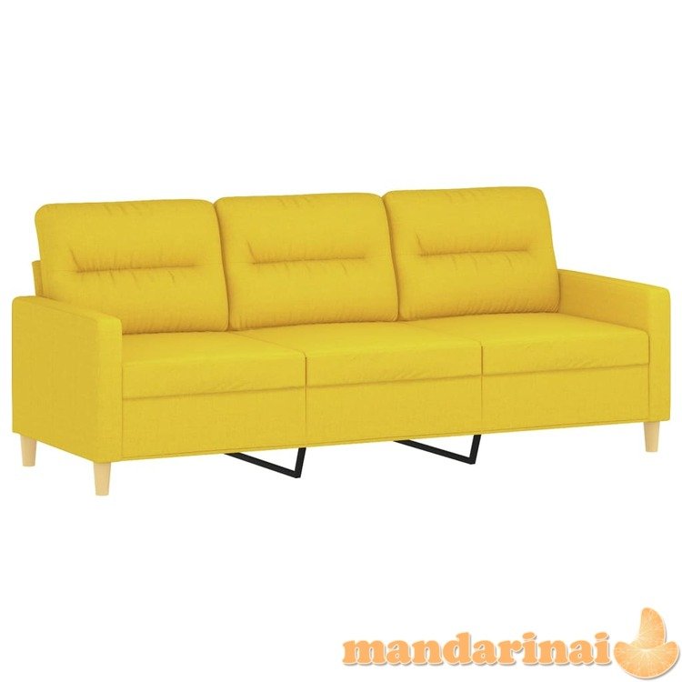 Trivietė sofa, šviesiai geltonos spalvos, 180cm, audinys