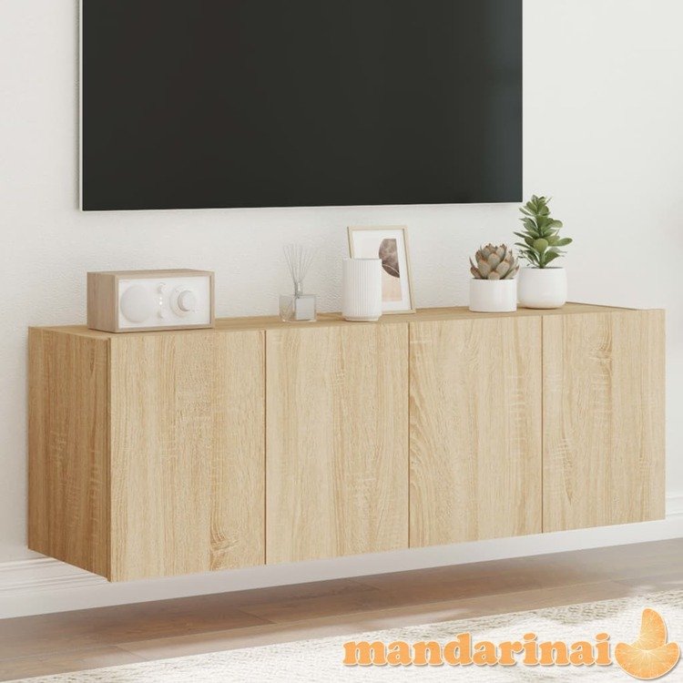 Sieninės tv spintelės su led, 2vnt., sonoma ąžuolo, 60x35x41cm