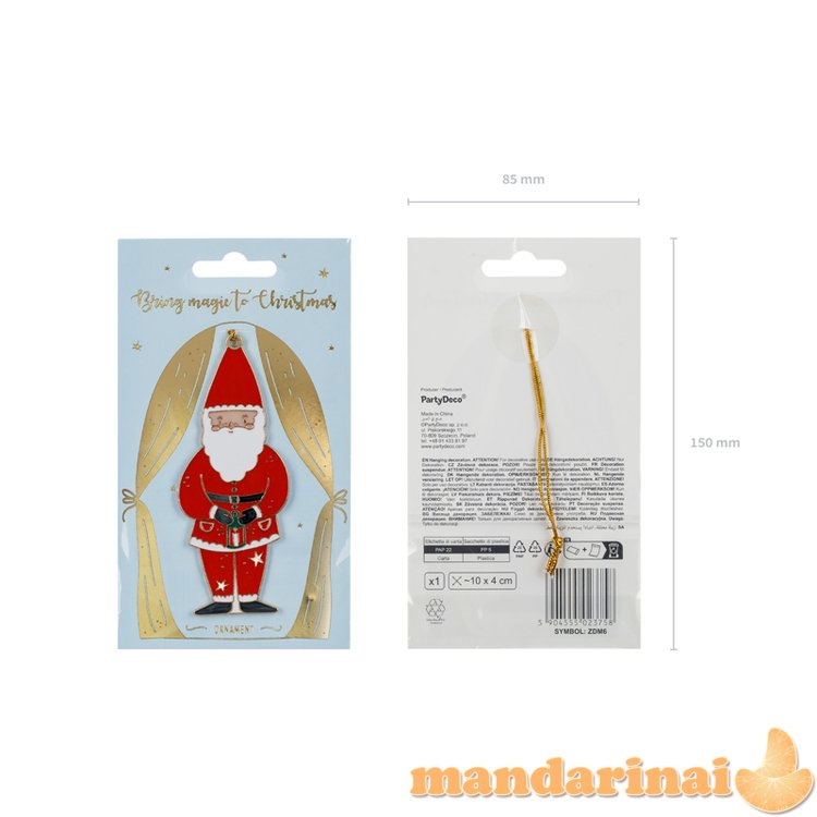 Metal hanging decoration Santa, 10x4 cm, mix