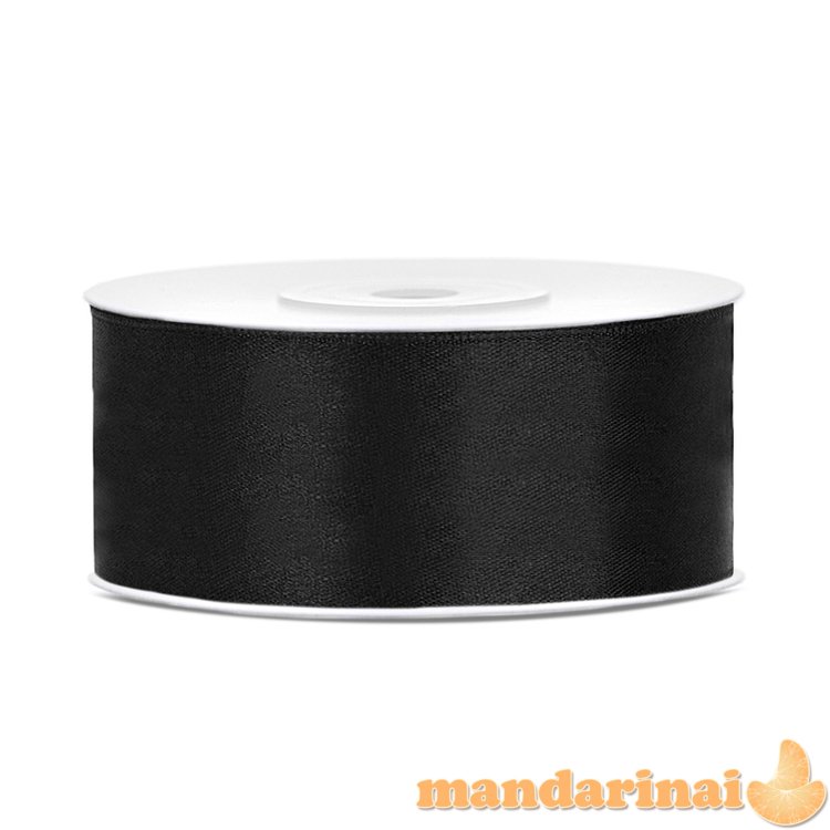 Satin Ribbon, black, 25mm/25m (1 pc. / 25 lm)