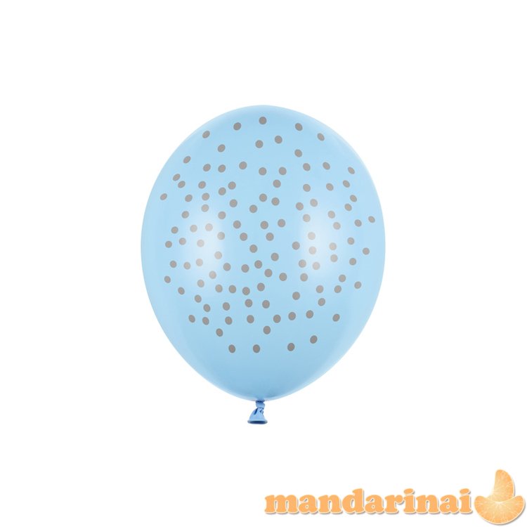 Balloons 30cm, Dots, Pastel Baby Blue (1 pkt / 6 pc.)