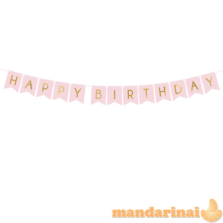 Banner Happy Birthday, light pink, 15 x 175 cm