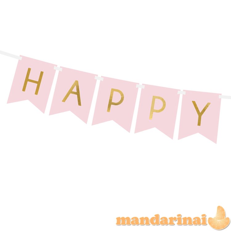 Banner Happy Birthday, light pink, 15 x 175 cm