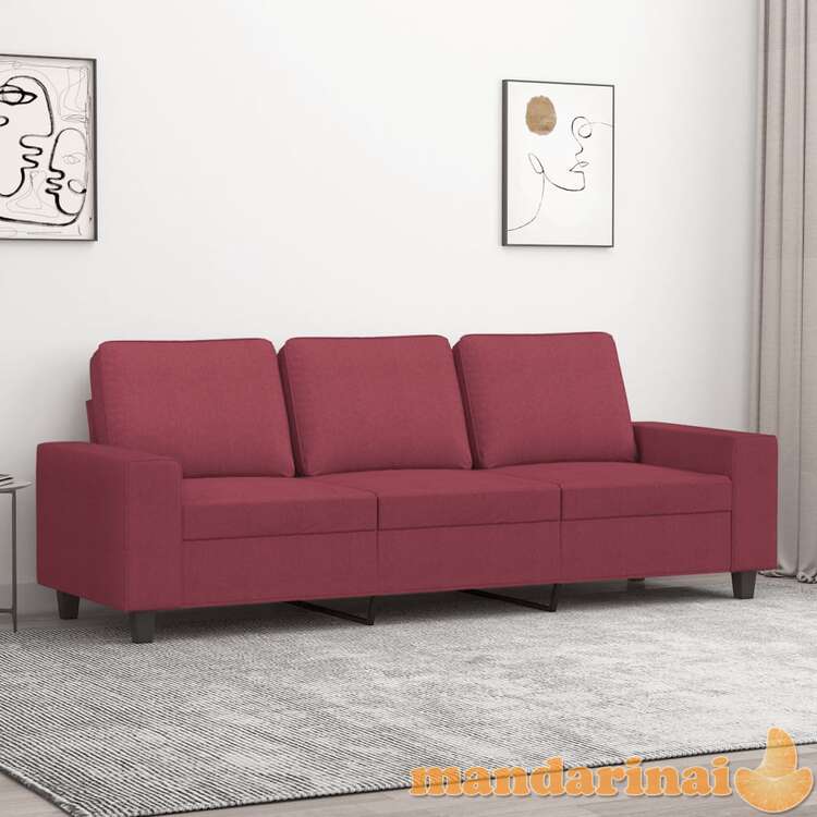 Trivietė sofa, raudonojo vyno spalvos, 180cm, audinys