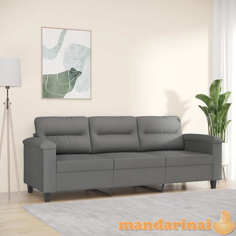 Trivietė sofa, tamsiai pilka, 180cm, mikropluošto audinys