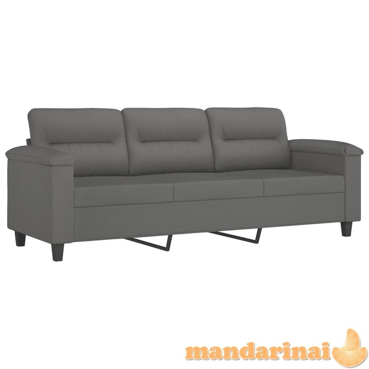 Trivietė sofa, tamsiai pilka, 180cm, mikropluošto audinys