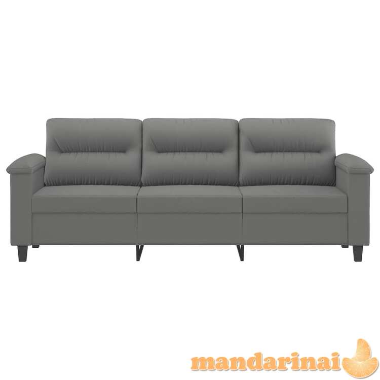 Trivietė sofa, tamsiai pilka, 180cm, mikropluošto audinys