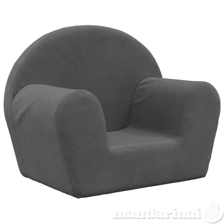 Vaikiška sofa, antracito spalvos, minkštas pliušas