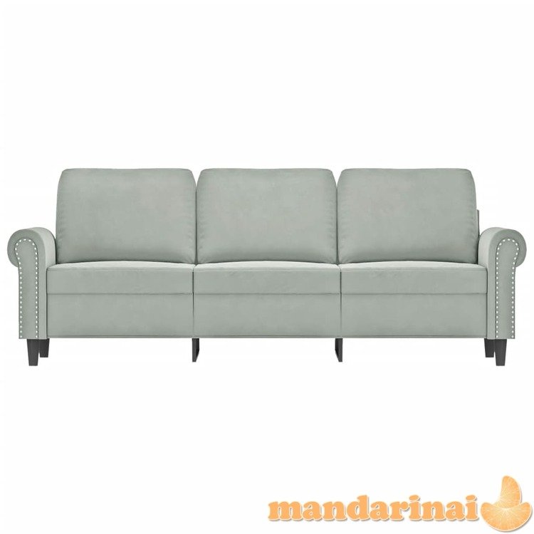 Trivietė sofa, šviesiai pilkos spalvos, 180cm, aksomas