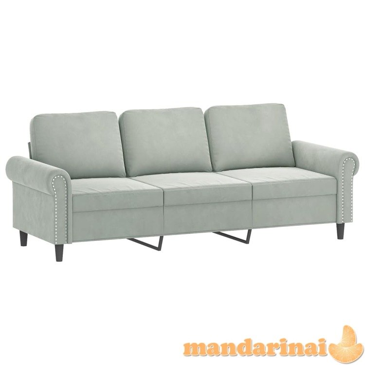 Trivietė sofa, šviesiai pilkos spalvos, 180cm, aksomas