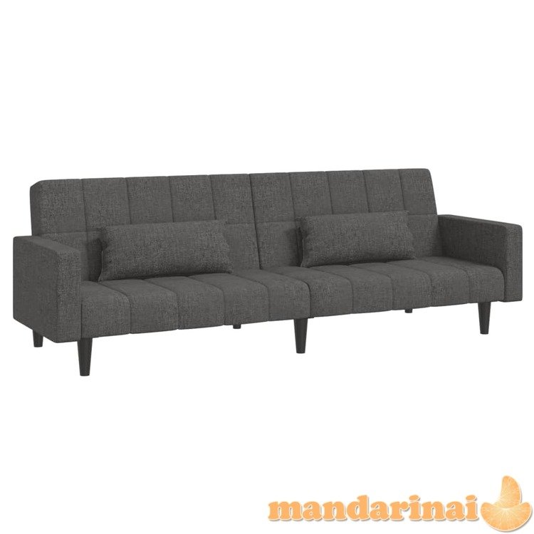 Dvivietė sofa-lova su dvejomis pagalvėmis, pilka, audinys